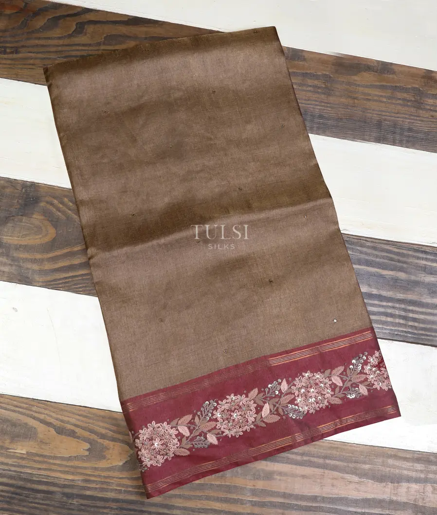Light Brown Tissue Tussar Embroidery Saree T668062-image