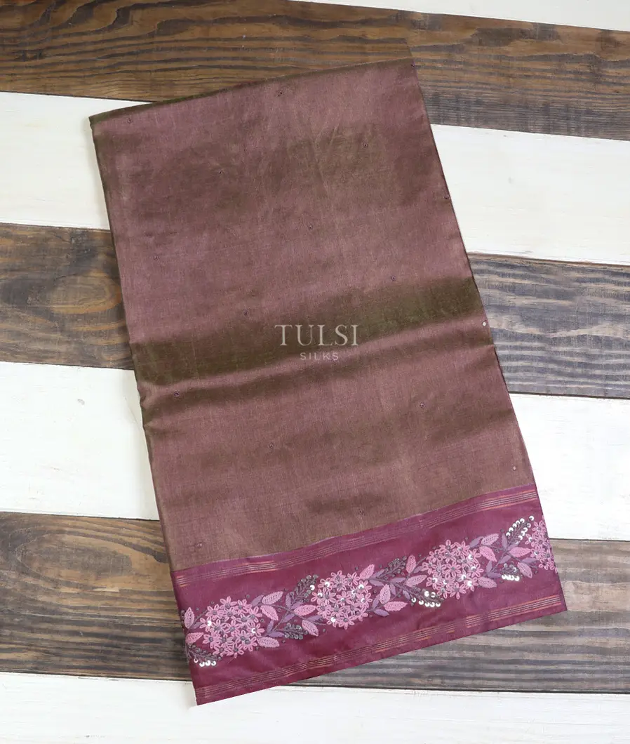 Pink Tissue Tussar Embroidery Saree T668057-image