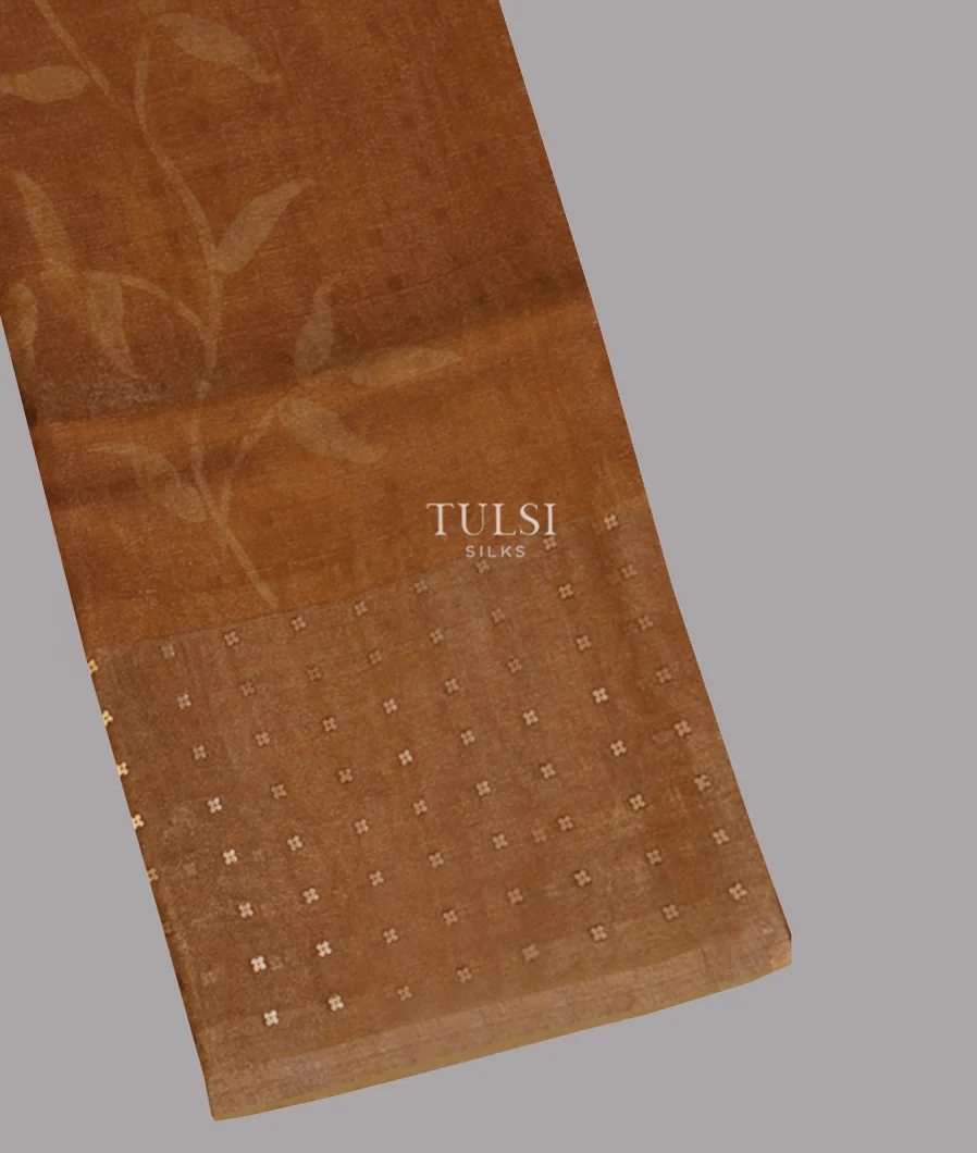 Rust Brown Tissue Organza Printed Saree T666812-image