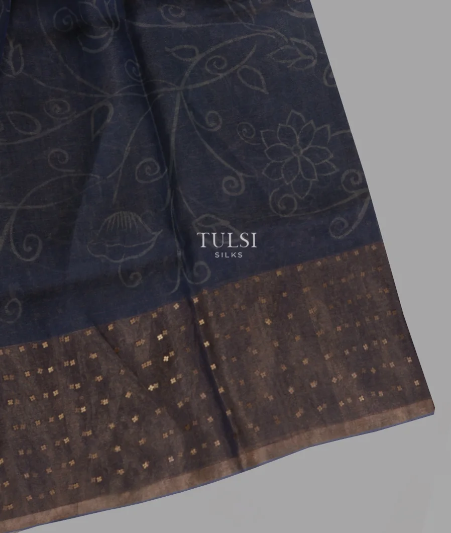 Blue Tissue Organza Printed Saree T666810-image