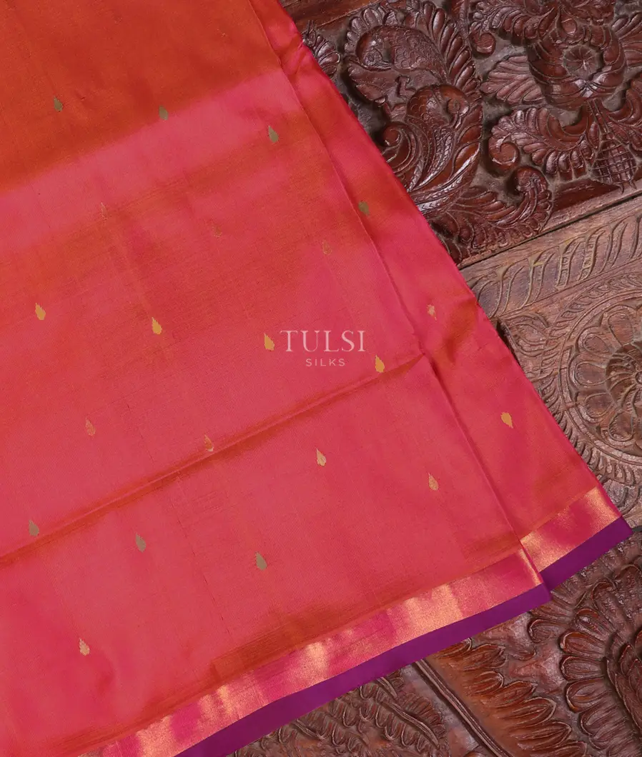 Pinkish Orange Uppada Silk Saree T552662-1-image