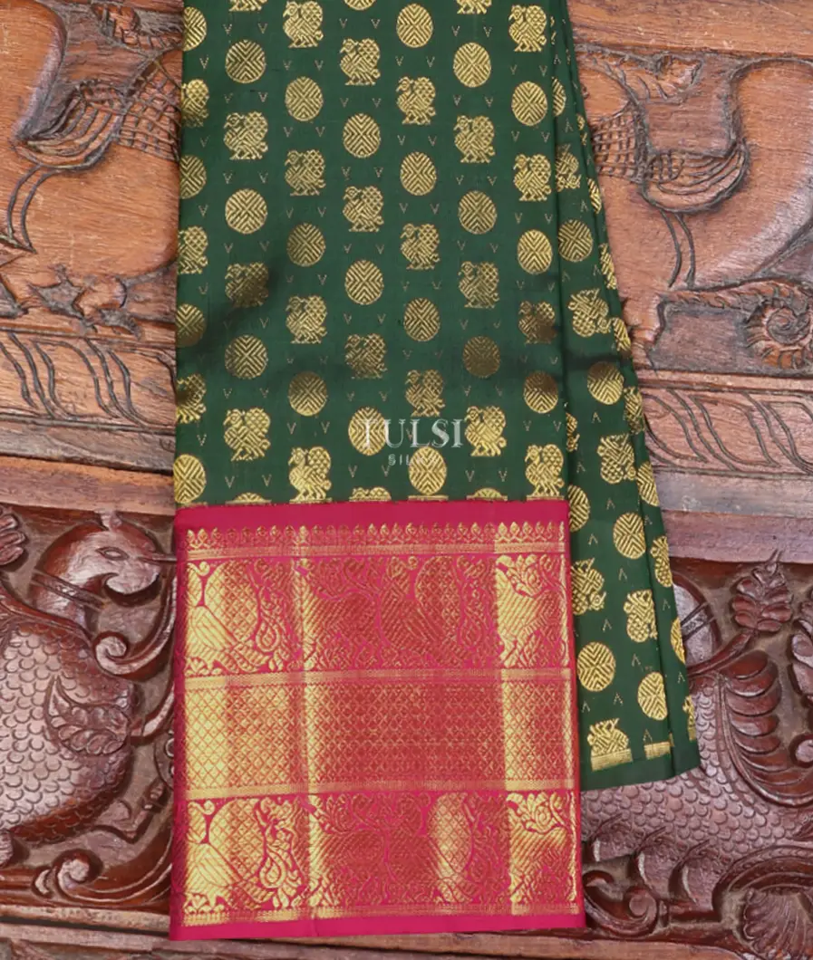 Green Kanjivaram Silk Kids Pavadai T636019-1-image