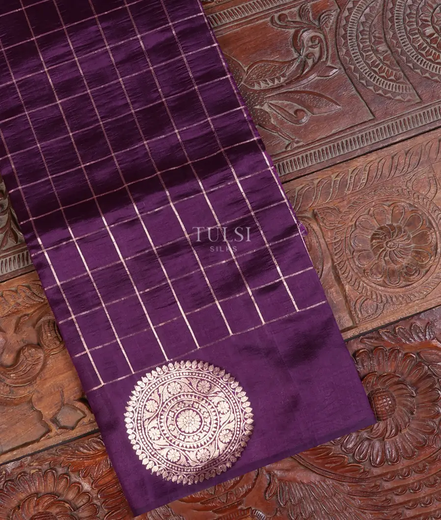 Purple Banaras Silk Saree T668848-image