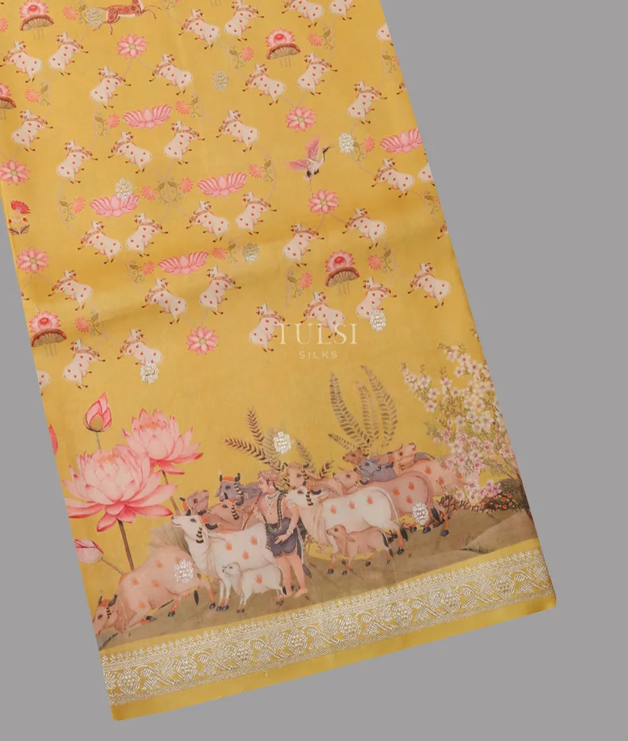 Yellow Banaras Kathan Silk Saree T655065-image