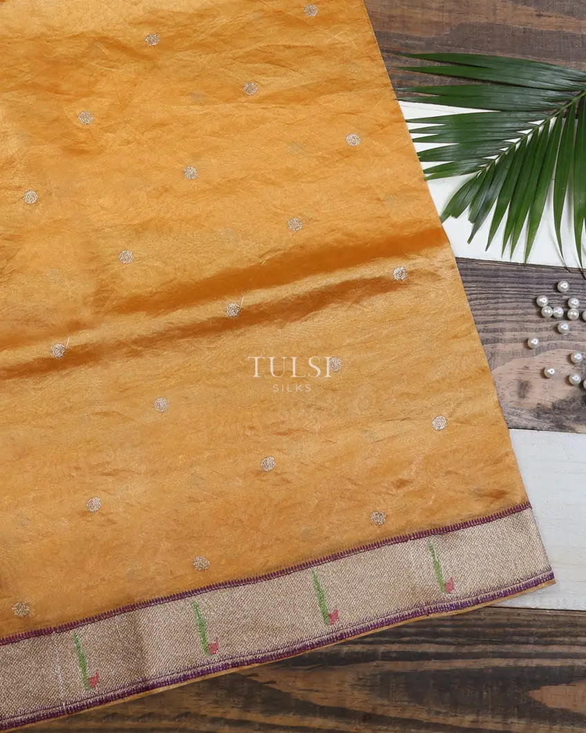 Yellow Kora Tissue Organza Embroidery Saree T641750-image