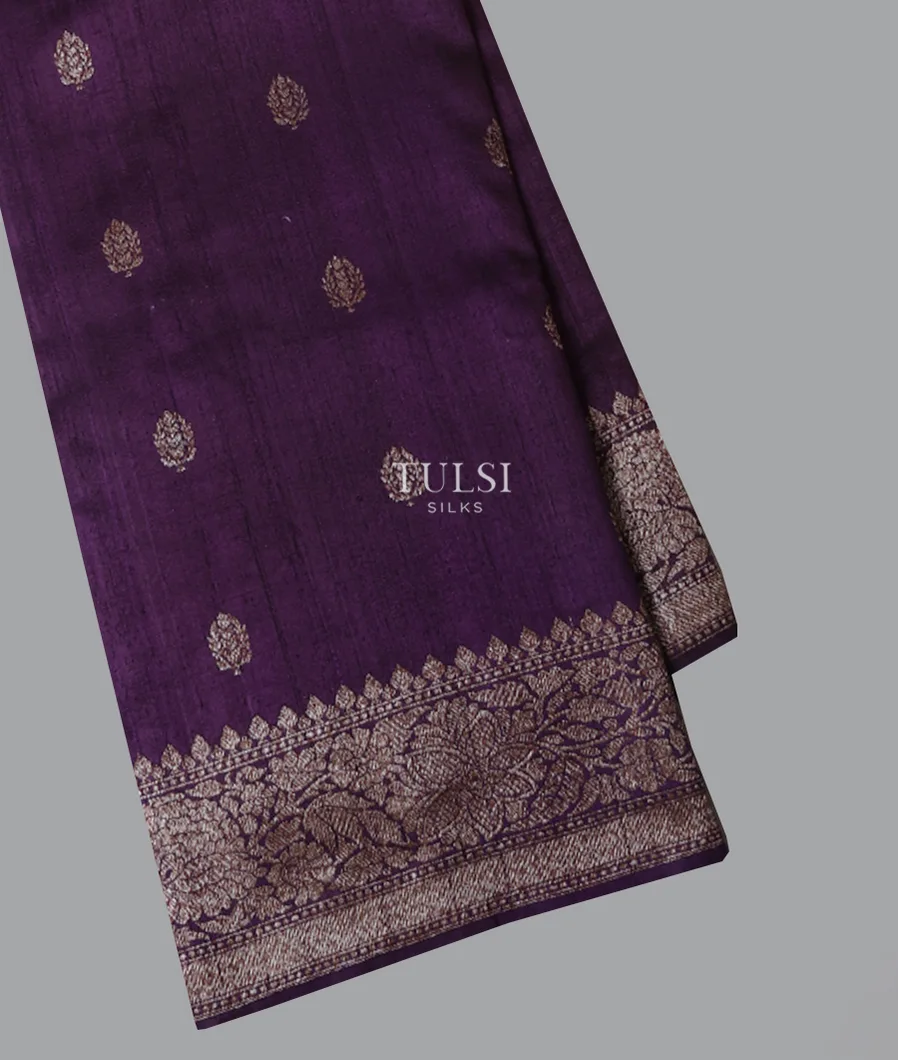 Purple Banaras Tussar Saree T654390-image