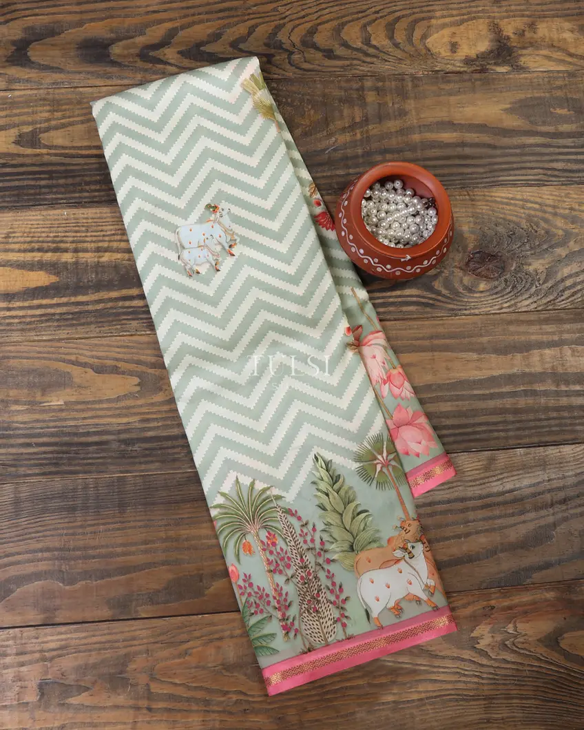Grey Printed Soft Silk Saree T668464-image