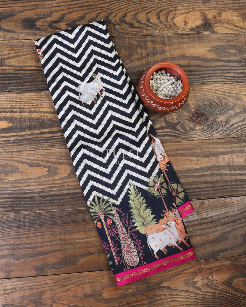 Blue Printed Soft Silk Saree T668458-image