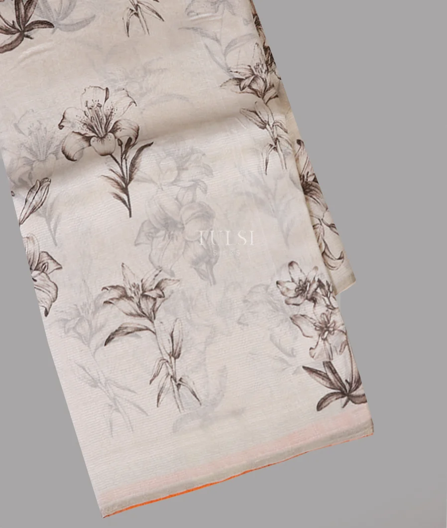 Off - White Tissue Organza Printed Saree T658120-image