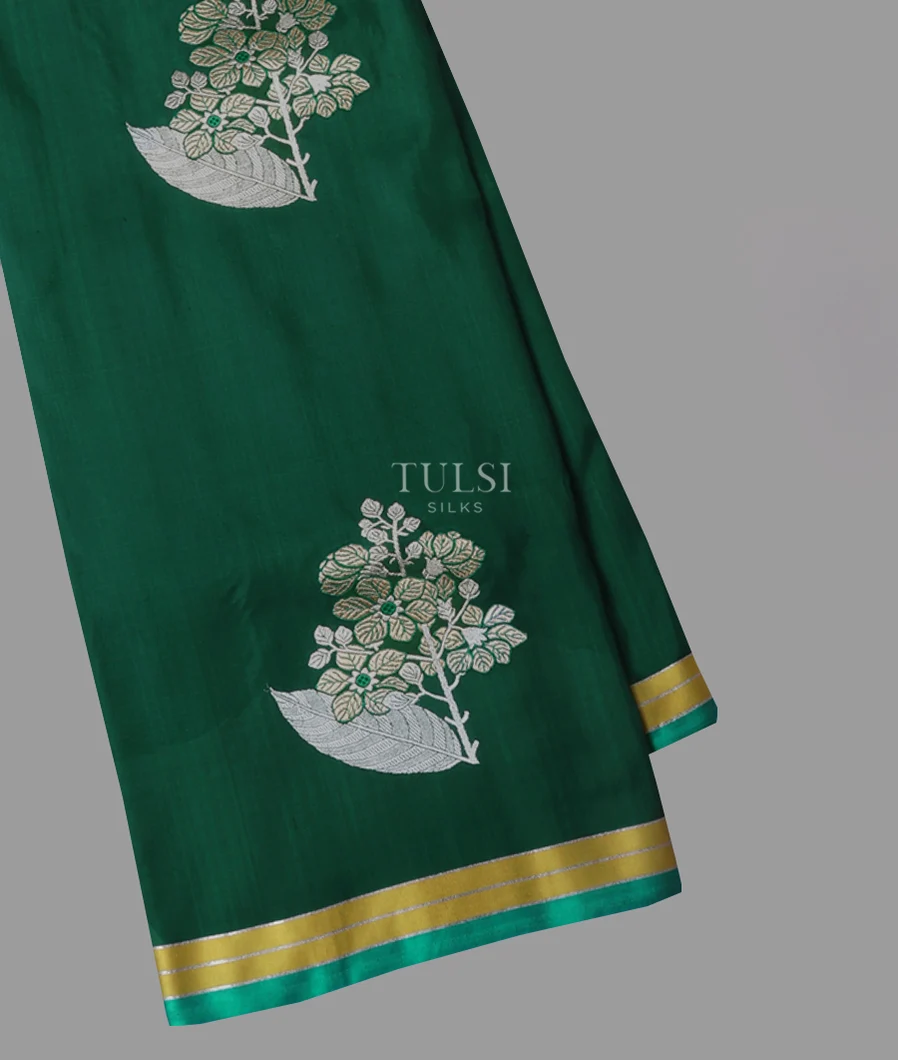 Peacock Green Banaras Mashru Silk Saree T600614-1-image