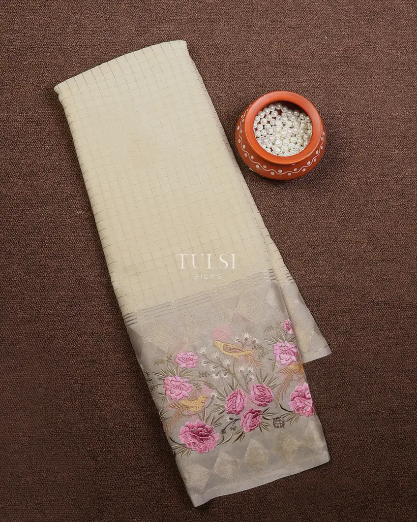 Off - White Mysore Georgette Silk Saree T669964-image