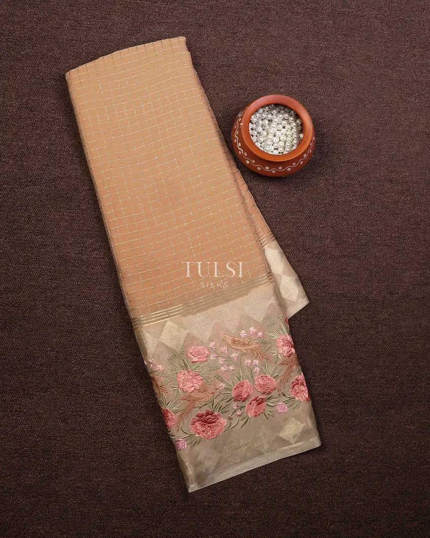 Light Peach Mysore Georgette Silk Saree T669968-image
