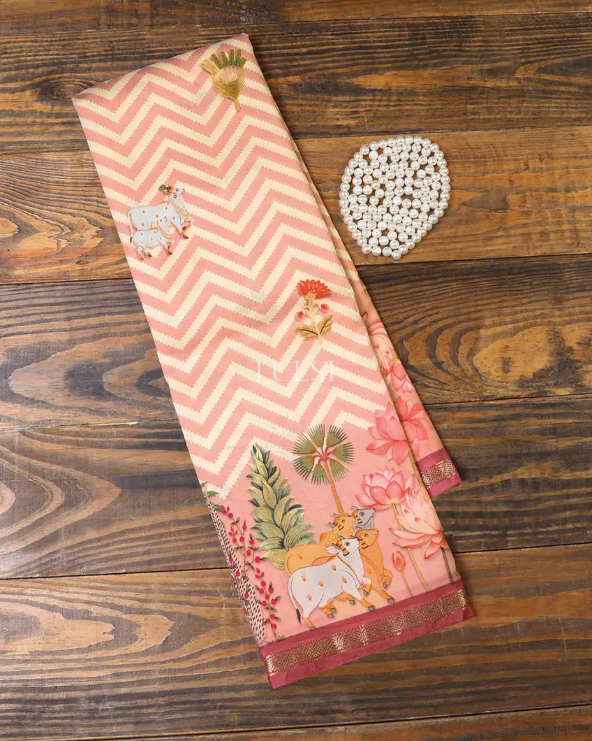 Pink Printed Soft Silk Saree T670529-image