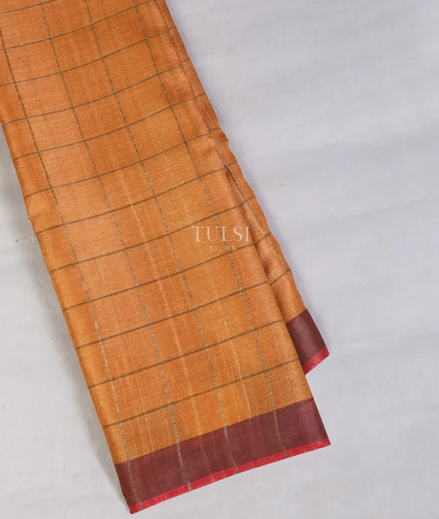 Mustard Yellow Woven Tussar Saree T670181-image