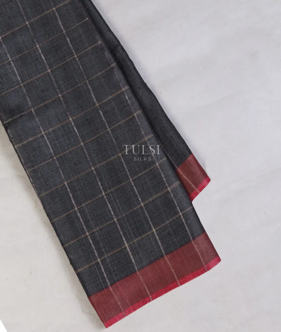 Dark Grey Woven Tussar Saree T670184-image