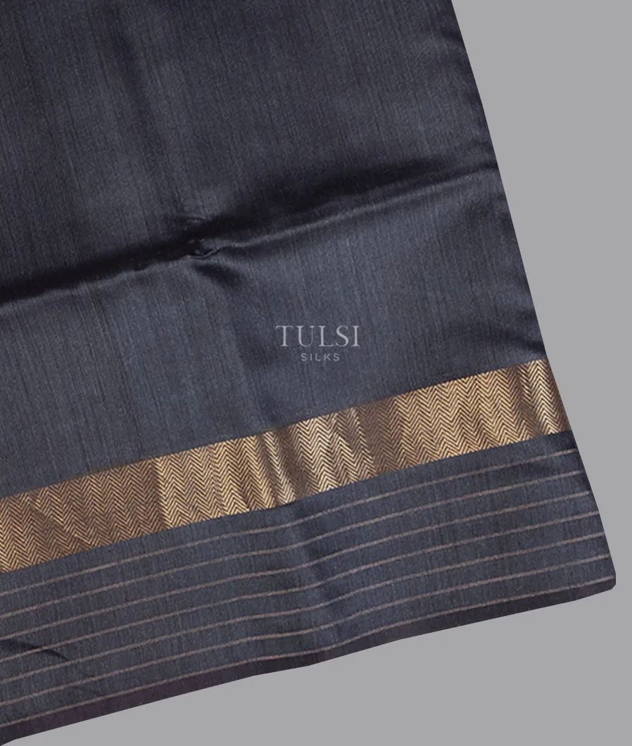 Bluish Grey Handwoven Tussar Saree T656292-image