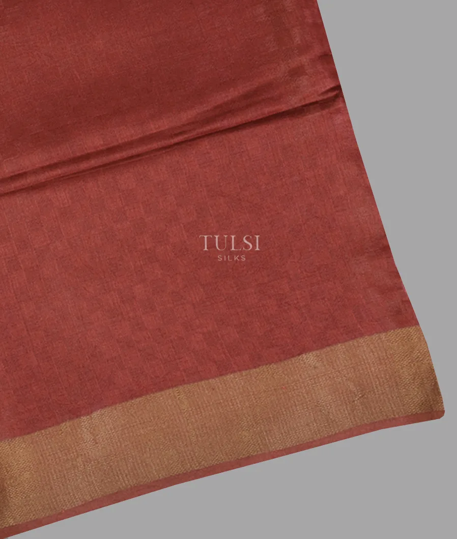 Rust Maroon Handwoven Tussar Saree T659179-image