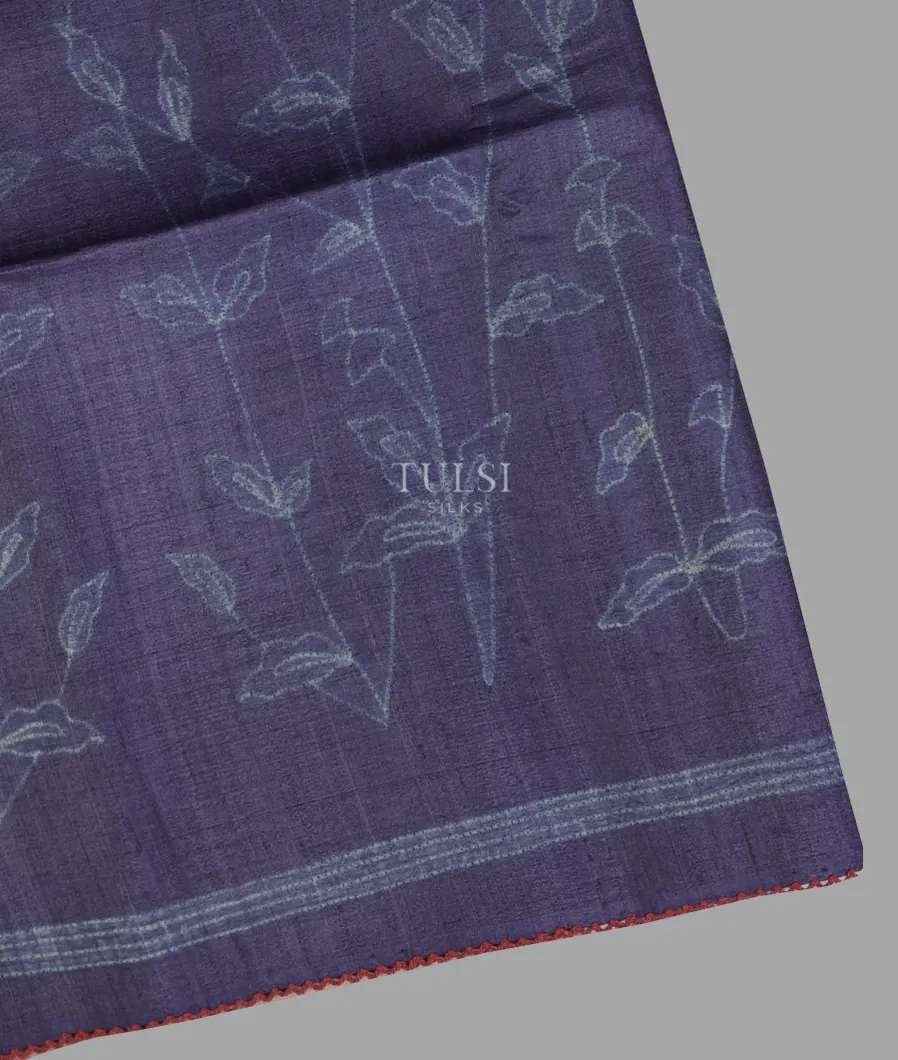 Blue Tussar Printed Saree T627091-1-image