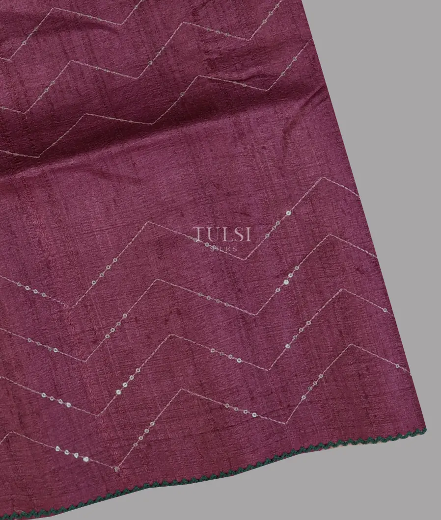 Purple Tussar Embroidery Saree T646464-image