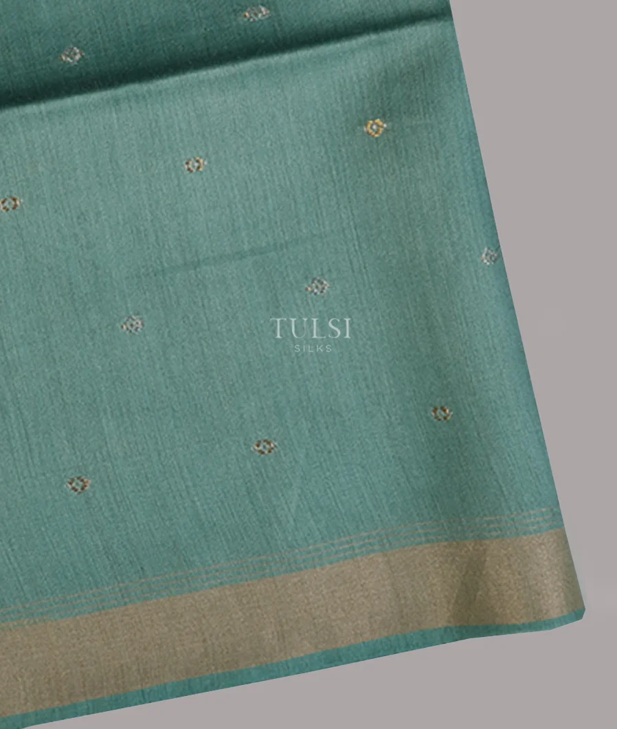 Greyish Blue Handwoven Tussar Saree T656324-image