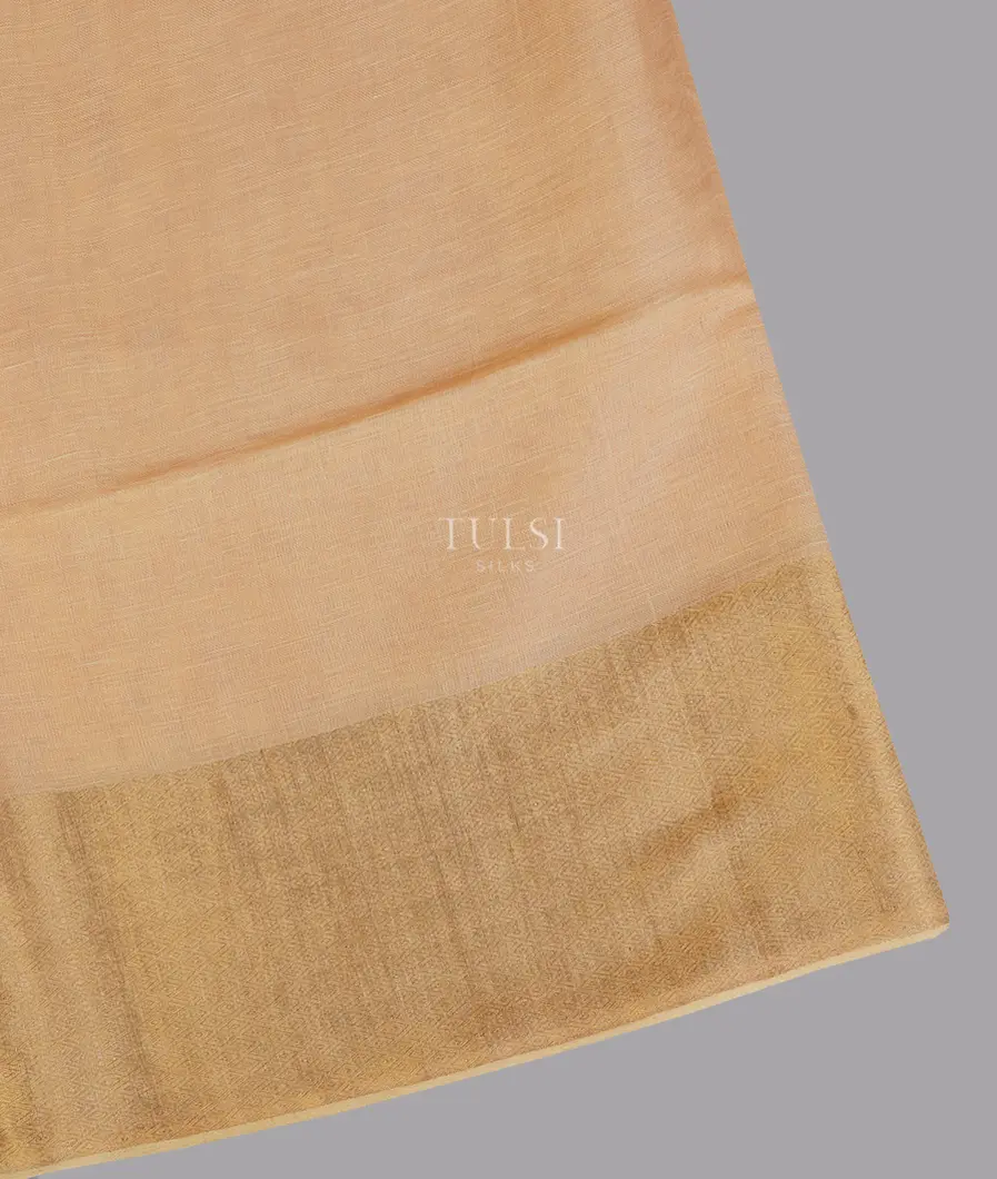 Beige Handwoven Linen Saree T640531-image