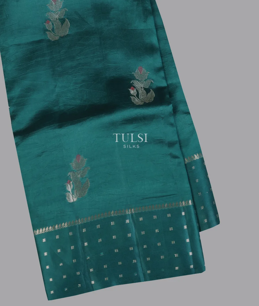 Peacock Blue Banaras Silk Saree T665680-image