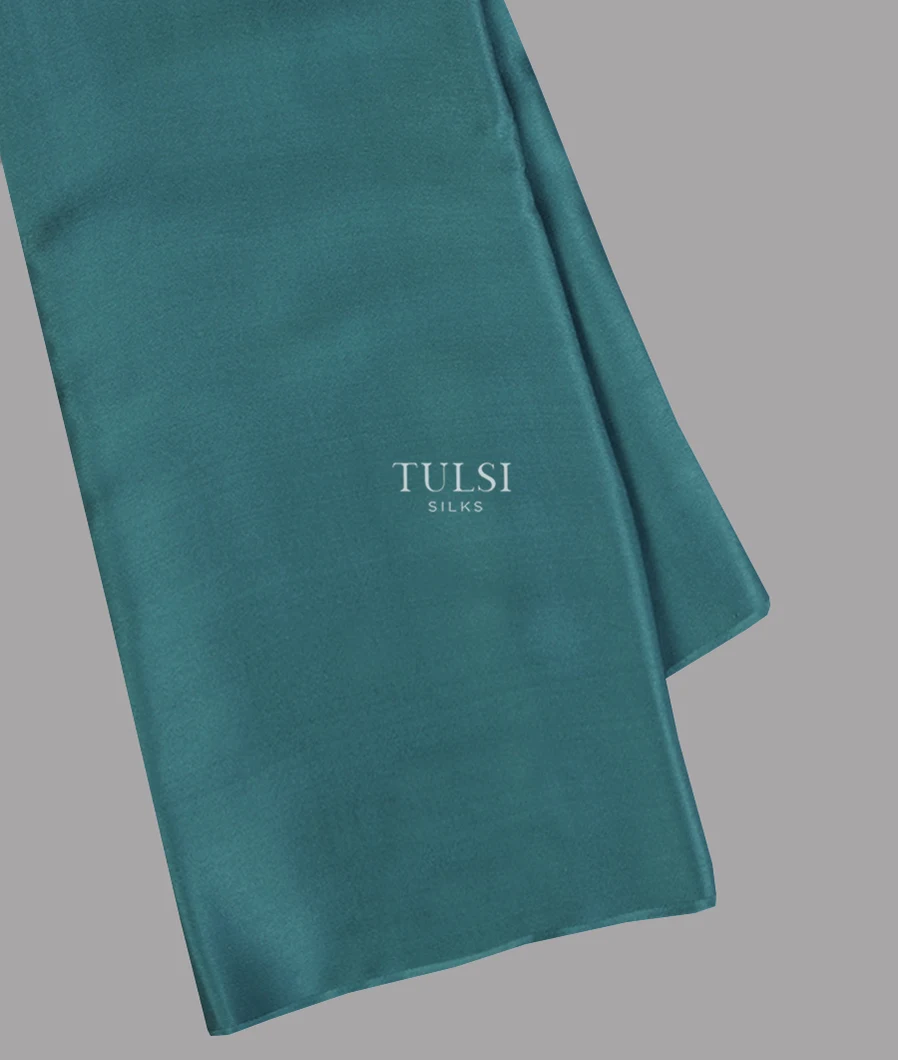 Teal Blue Satin Crepe Silk Saree T655003-image