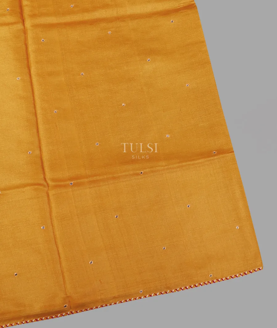 Yellow Tussar Embroidery Saree T669141-image