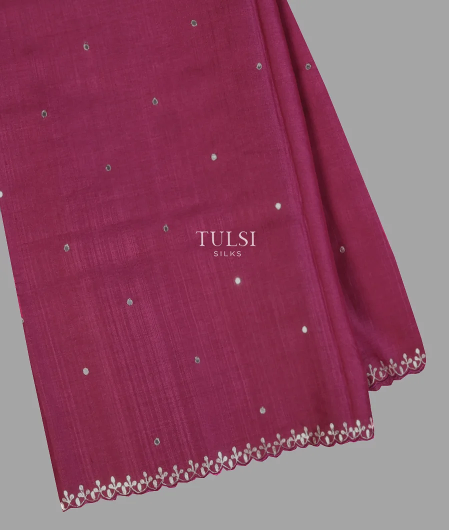 Magenta Tussar Embroidery Saree T655073-image