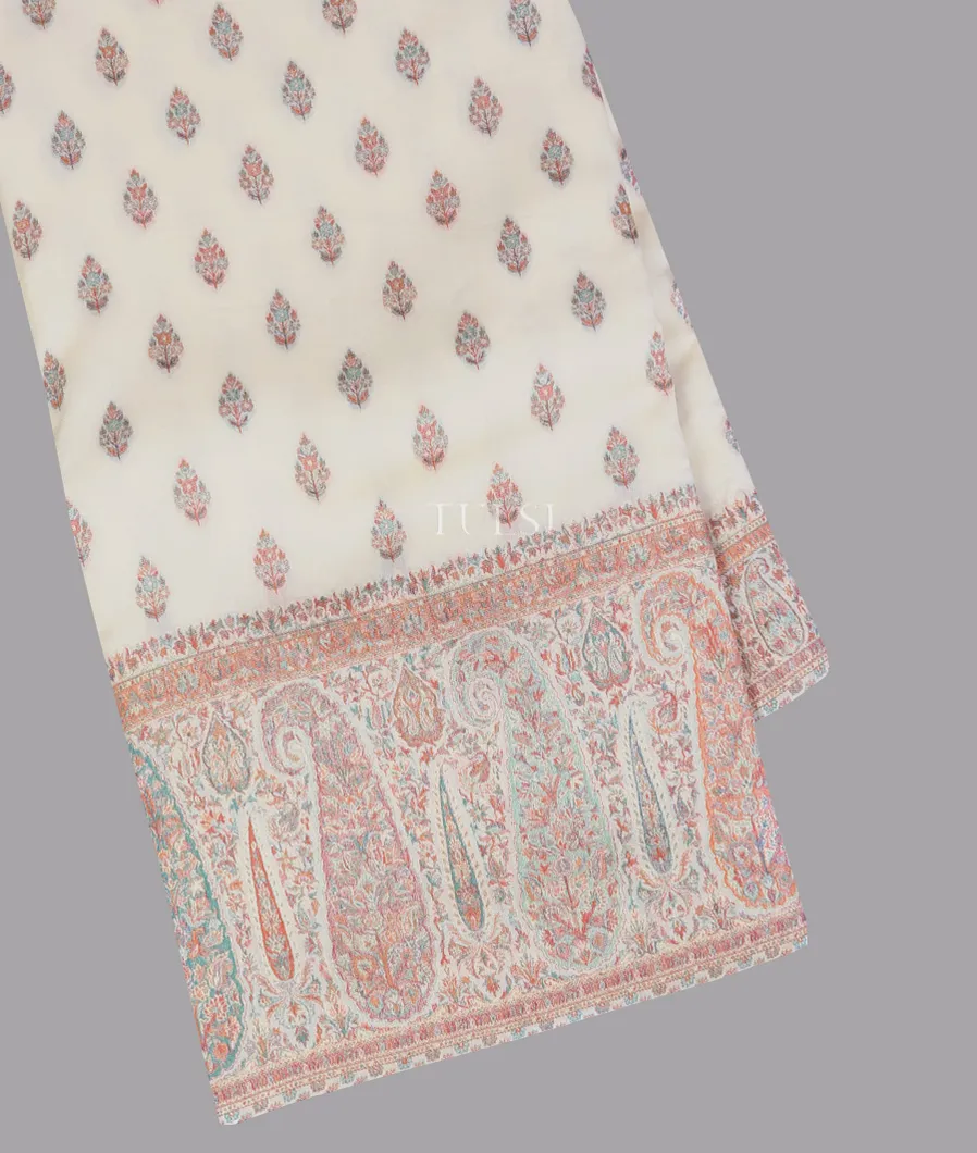 Off - White Kashmir Kani Silk Saree T660031-image