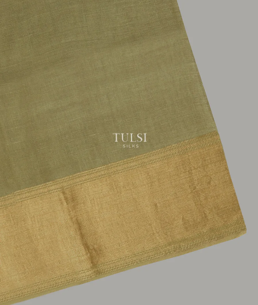Green Handwoven Linen Saree T640499-image