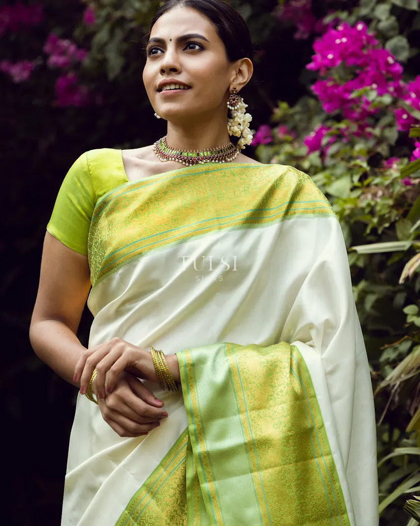 Off-White Kanjivaram Silk Saree T655364-image