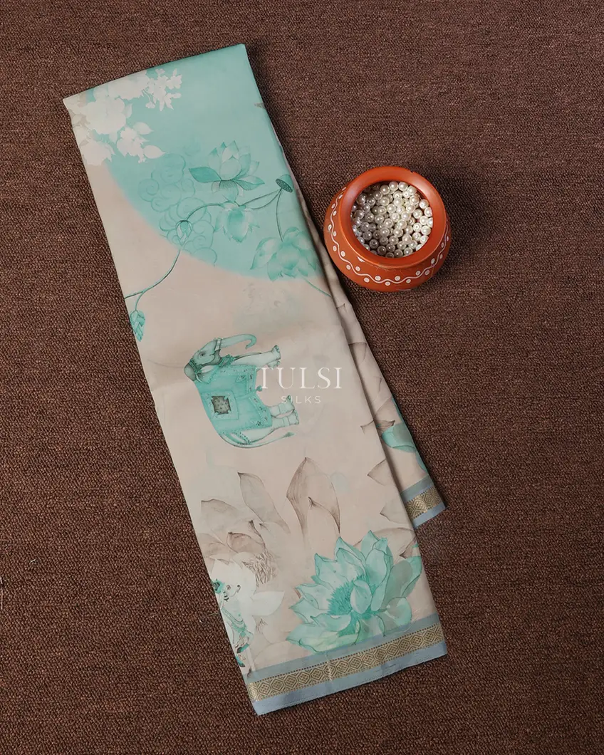 Grey Printed Soft Silk Saree T670565-image