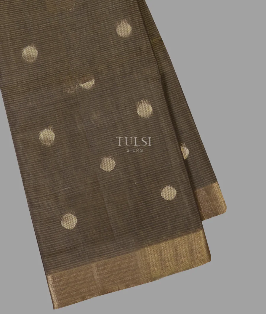 Khaki Grey Silk Cotton Saree T672238-image