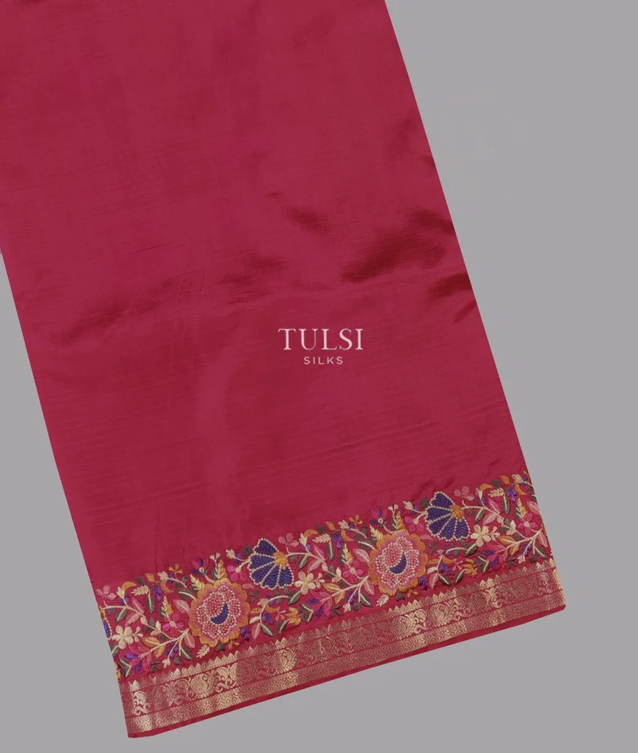 Magenta Soft Silk Embroidery Saree T663379-image