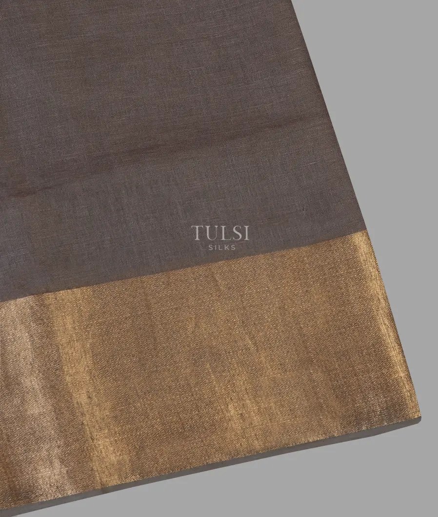 Grey Handwoven Linen Saree T640495-image