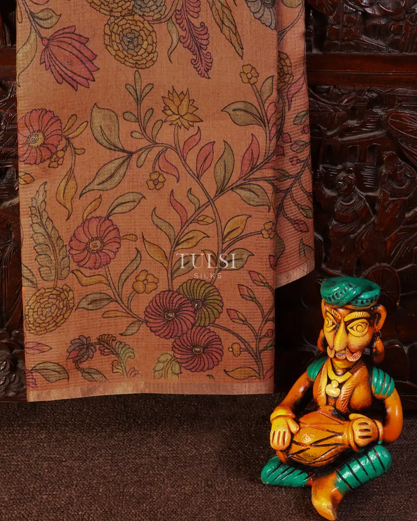 Peach Tussar Kota Saree T673011-image