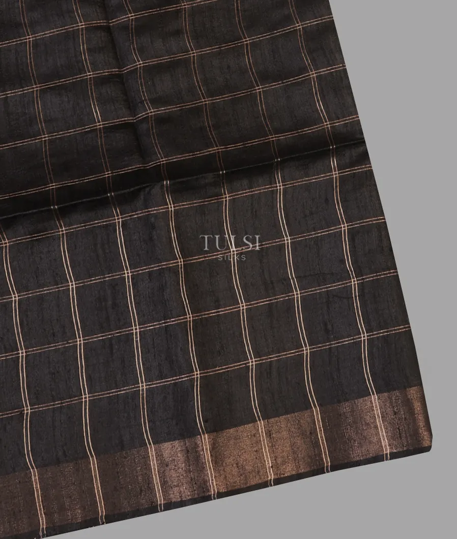 Black Tussar Printed Saree T654242-image