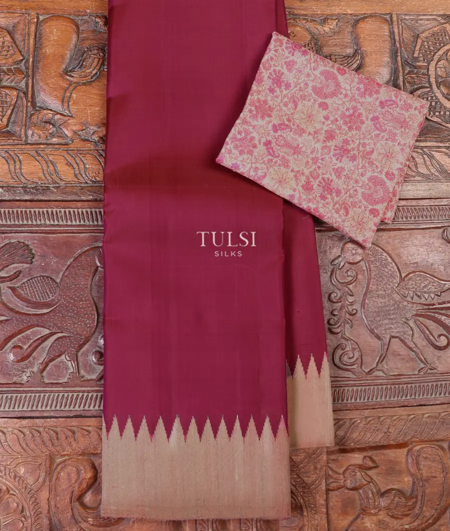 Reddish Pink Kanjivaram Silk Saree T671352-image