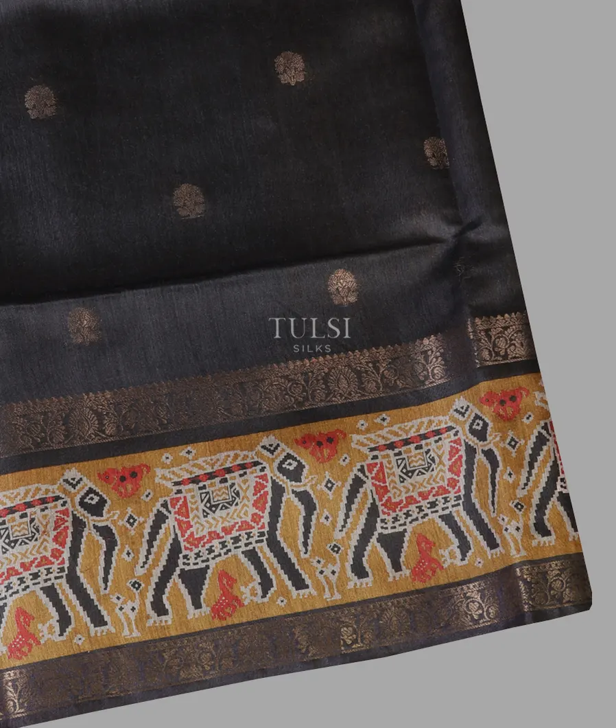 Black Tussar Printed Saree T672801-image