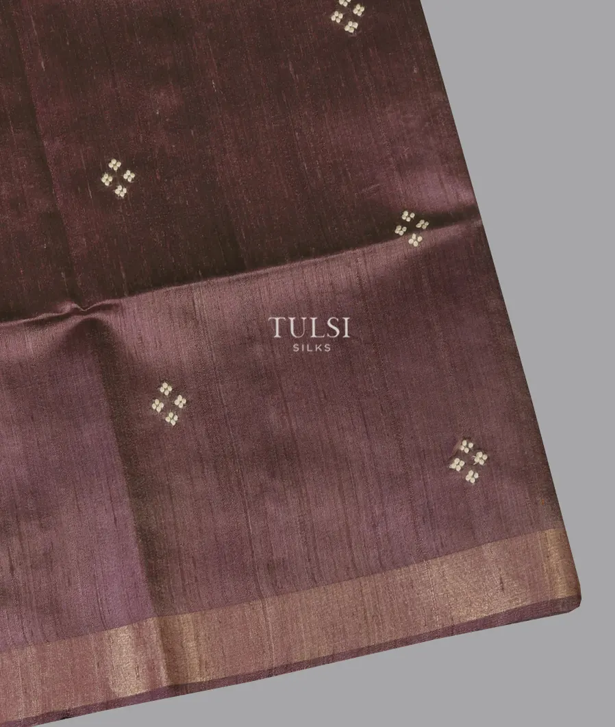 Brownish Purple Tussar Printed Saree T672817-image