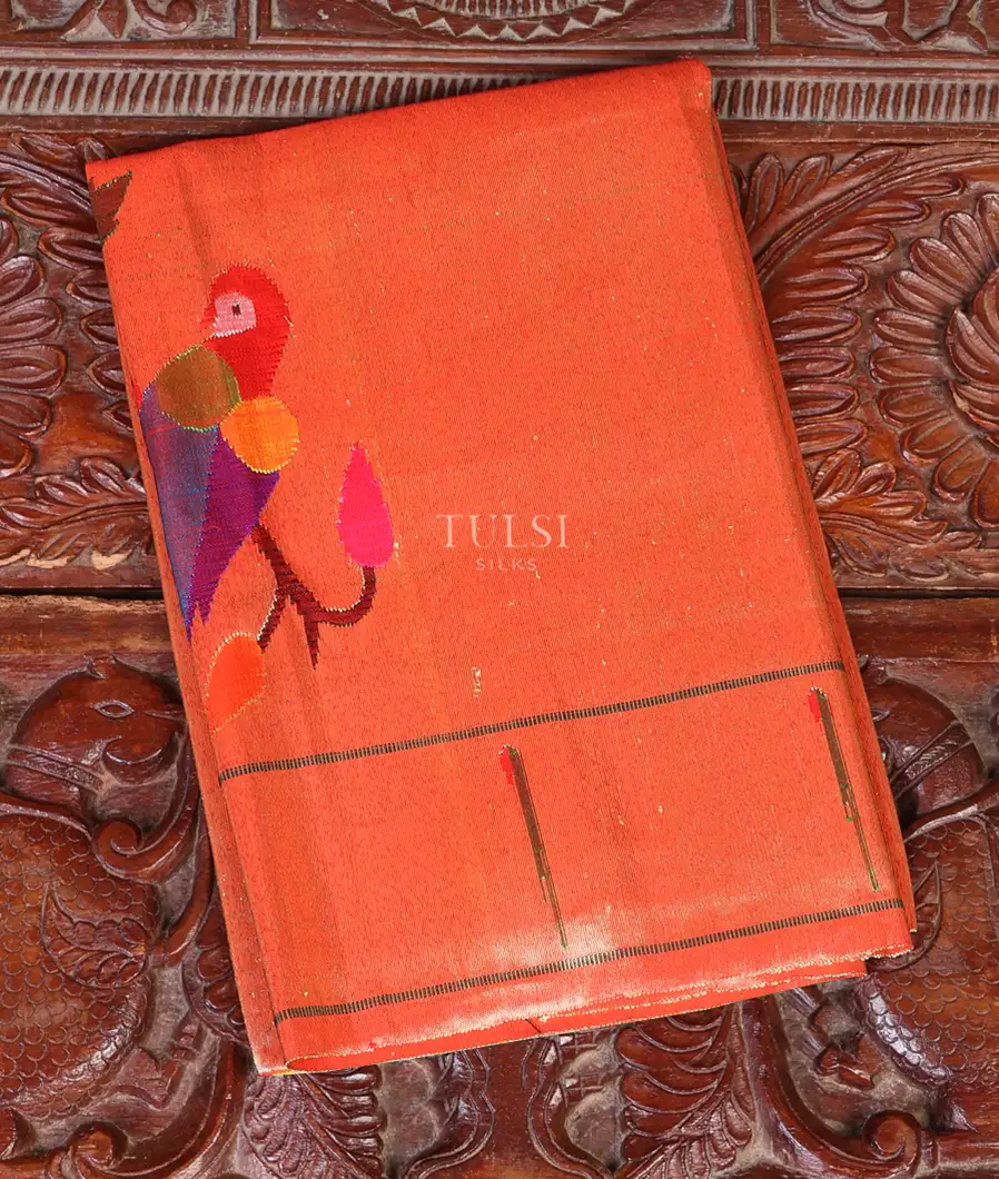 Gold And Red Paithani Silk Blouse T643380-image