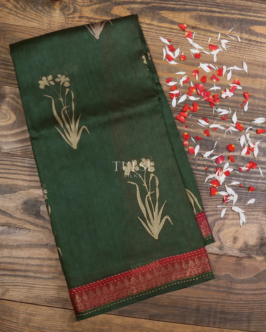 Green Tussar Printed Saree T673018-image
