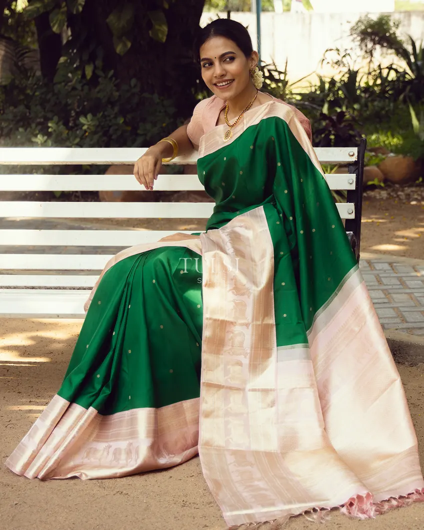 Bottle Green Kanjivaram Silk Saree T636928-image