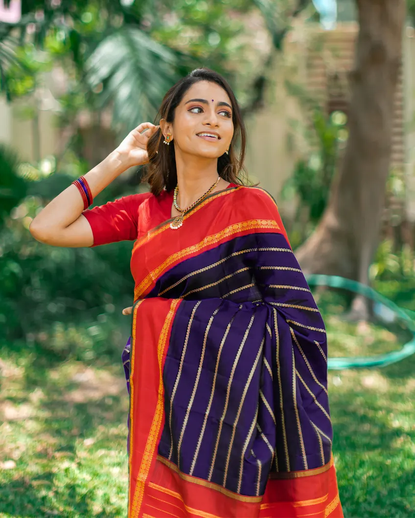 Dark Blue Kanjivaram Silk Saree T344806-image