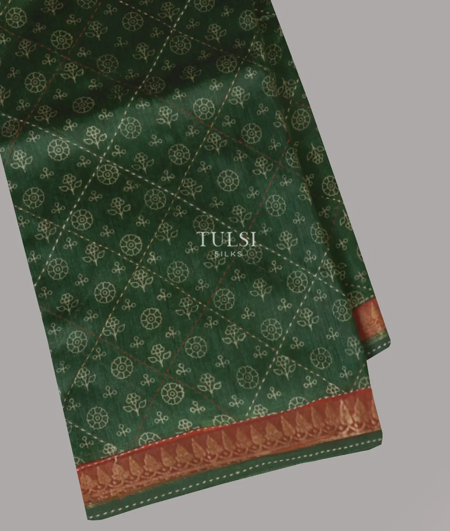 Green Tussar Printed Saree T672927-image