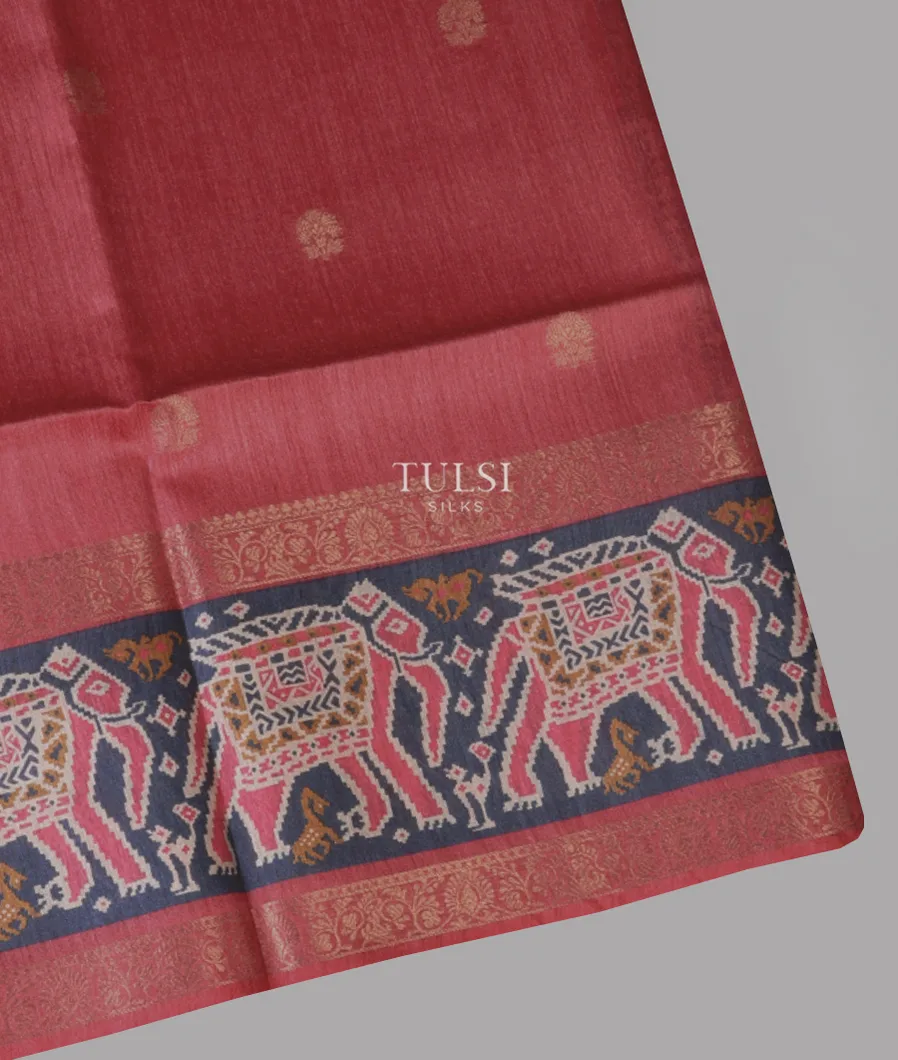 Pinkish Red Tussar Printed Saree T672800-image