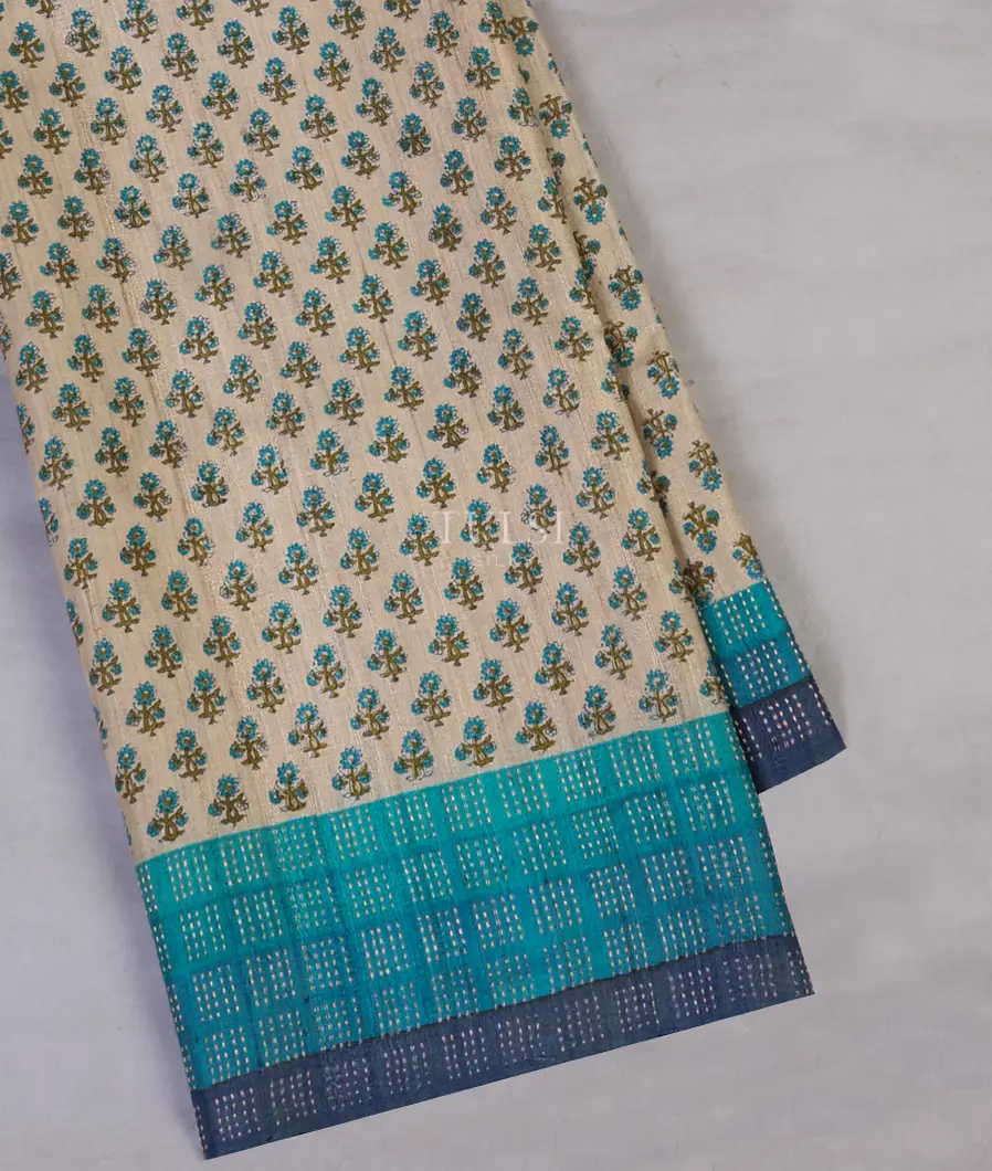 Light Beige Tussar Printed Saree T618233-image
