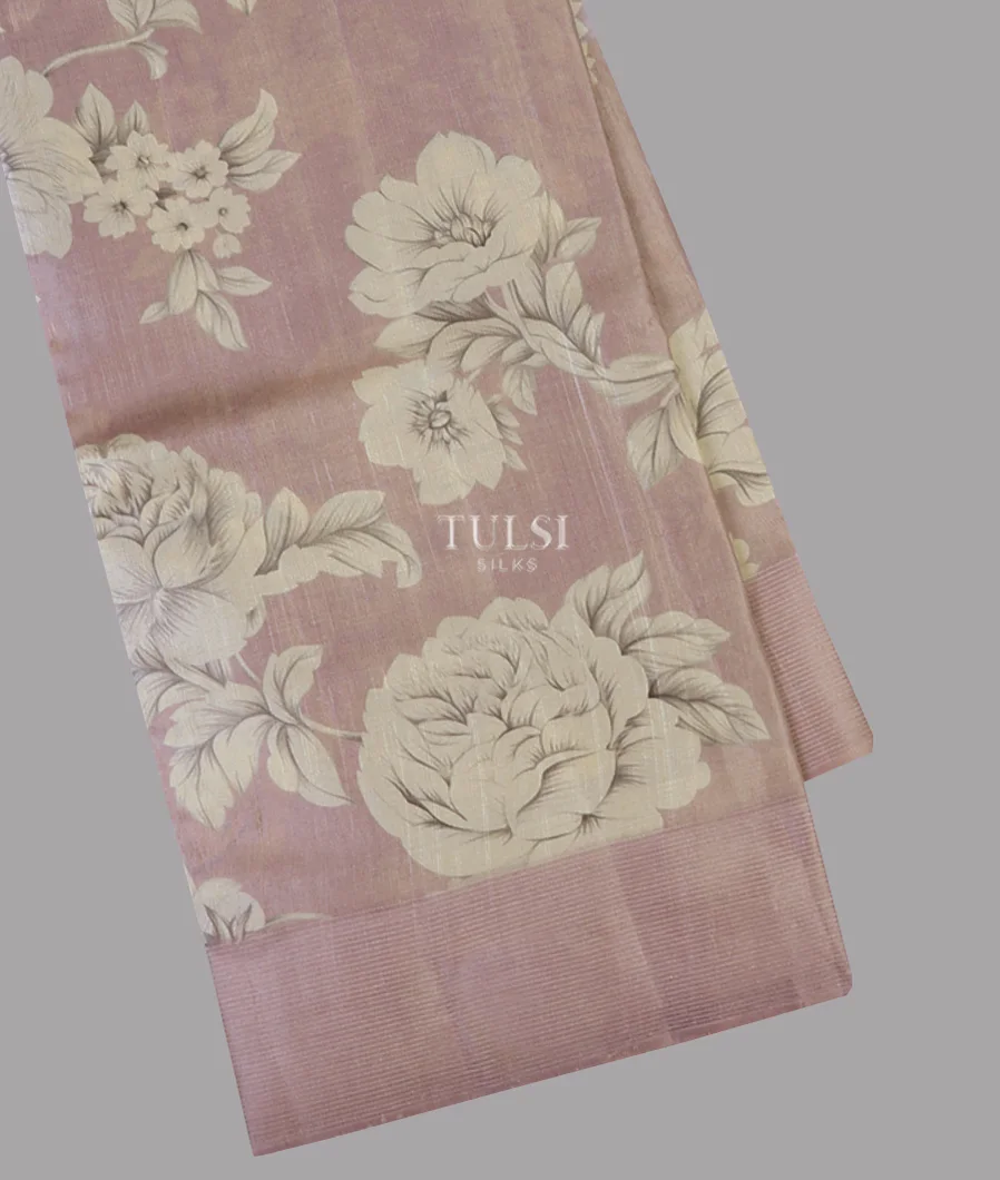 Purplish Grey Tussar Printed Saree T653967-image