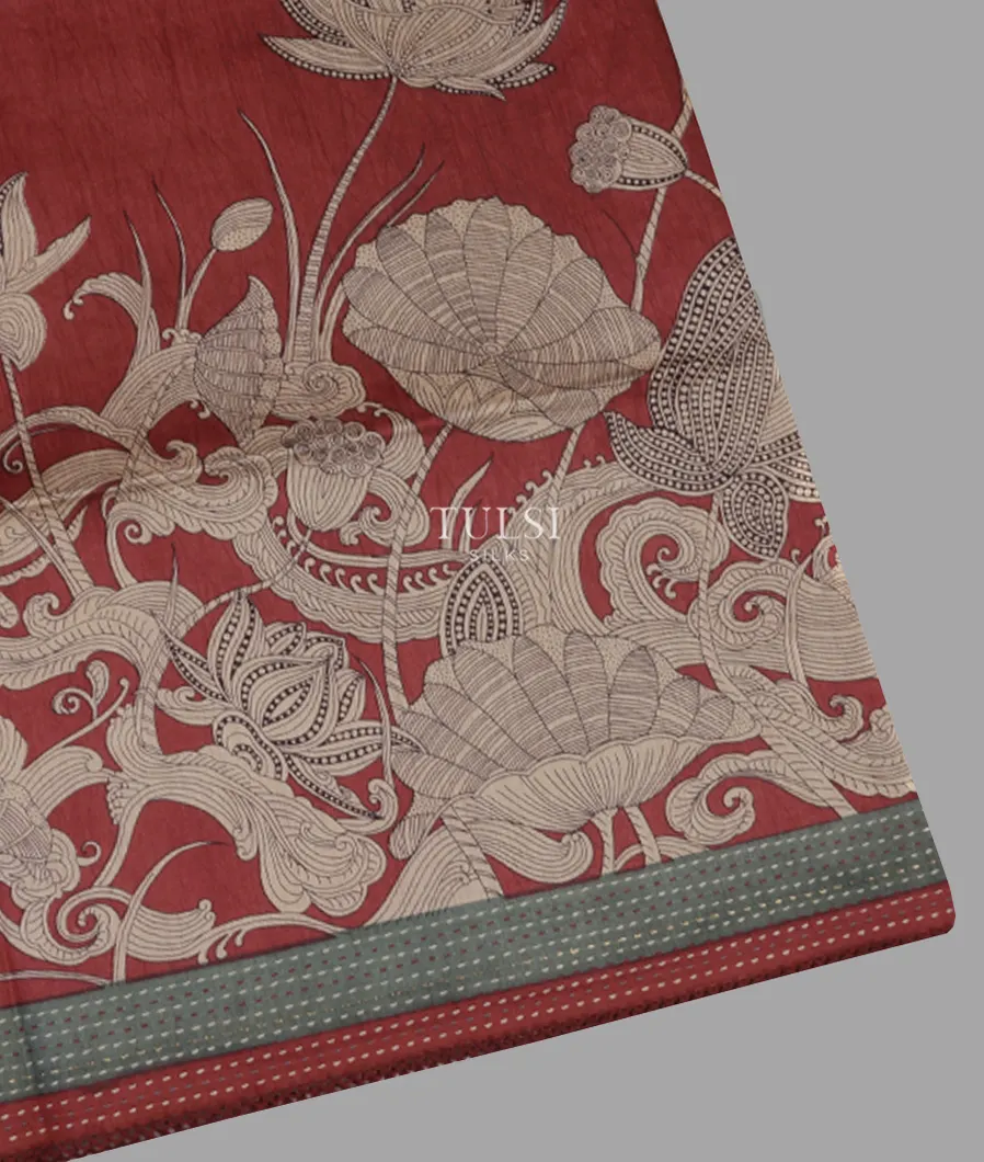 Maroon Tussar Printed Saree T672985-image